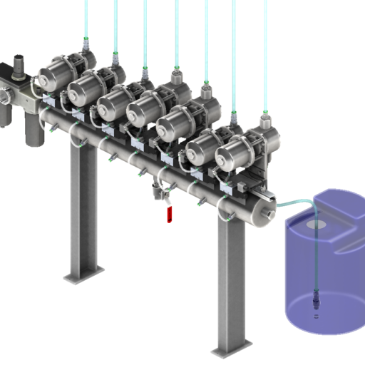 Esempio di applicazione delle pompe PCPP su struttura di sostegno/polmone d'aria